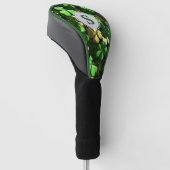 Gold Green Shamrocks Monogram Golfheadcover (Schuin)