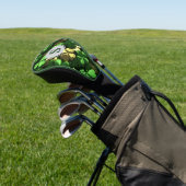Gold Green Shamrocks Monogram Golfheadcover (Insitu)