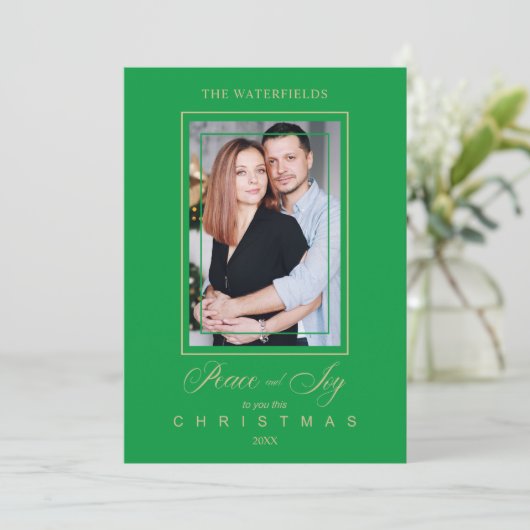 Gold Green Simple Modern kerstfoto-serie (Staand voorkant)