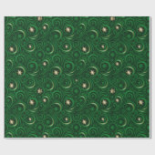Gold Green Snowflake Damask Pattern Wrapping Paper Cadeaupapier (Vlak)