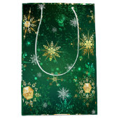 Gold Green Snowflakes vanaf Kerstmis Medium Cadeauzakje (Voorkant)