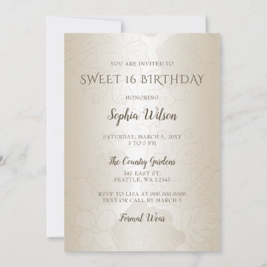 Gold Green Sparkle Dress Sweet 16 jaar Kaart (Achterkant)