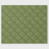 Gold Green Square Shapes Celtic Knotwork Pattern Cadeaupapier (Vlak)