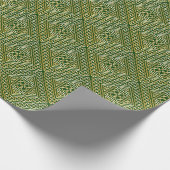 Gold Green Square Shapes Celtic Knotwork Pattern Cadeaupapier (Hoek)