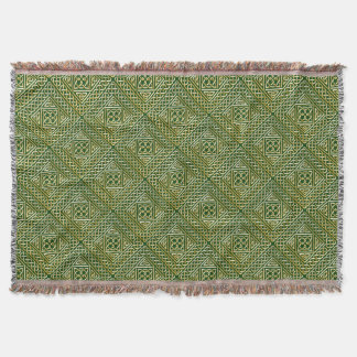 Gold Green Square Shapes Celtic Knotwork Pattern Deken