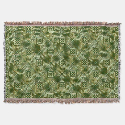 Gold Green Square Shapes Celtic Knotwork Pattern Deken (Voorkant)