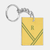 Gold Green Stripes Trending Colors Monogram Sleutelhanger (Voorkant Links)