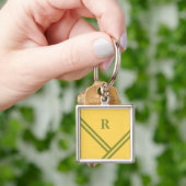 Gold Green Stripes Trending Colors Monogram Sleutelhanger (Hand)