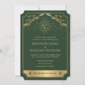 Gold Green Sun Moon Tarot Kaart Uitnodiging voor h (Voorkant)