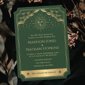 Gold Green Sun Moon Tarot Kaart Uitnodiging voor h