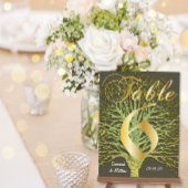 Gold Green Swirish Tree Table Number 6 Briefkaart