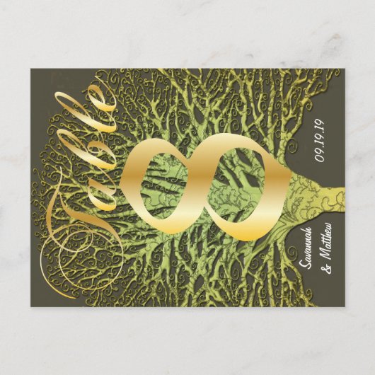Gold Green Swirly Tree-nummer 8 Briefkaart (Voorkant)