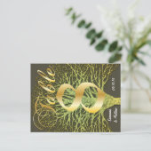 Gold Green Swirly Tree-nummer 8 Briefkaart (Staand voorkant)