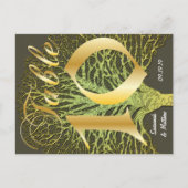 Gold Green Swirly Tree Table Number 10 Briefkaart (Voorkant)