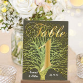 Gold Green Swirly Tree Table Number 1 Briefkaart