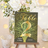 Gold Green Swirly Tree Table Number 2 Briefkaart