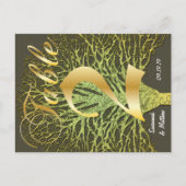 Gold Green Swirly Tree Table Number 2 Briefkaart (Voorkant)