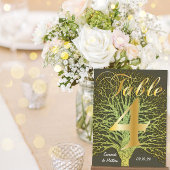Gold Green Swirly Tree Table Number 4 Briefkaart