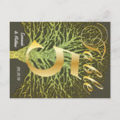 Gold Green Swirly Tree Table Number 5 Briefkaart (Achterkant)