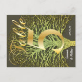 Gold Green Swirly Tree Table Number 5 Briefkaart (Voorkant)