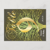 Gold Green Swirly Tree Table Number 9 Briefkaart (Voorkant)