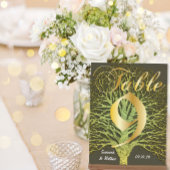 Gold Green Swirly Tree Table Number 9 Briefkaart