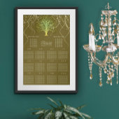 Gold Green Swirly Tree Weddenschap Poster