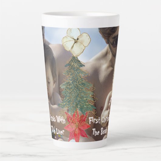 Gold Green Tree, eerste kerstfeest beste vader ooi Latte Mok (Voorkant)
