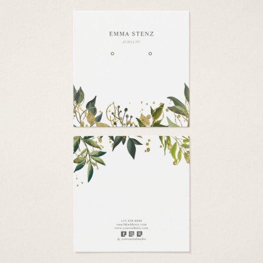 Gold Green Tropical laat sociale media over Vierkante Visitekaartjes (Voorkant /achterkant)