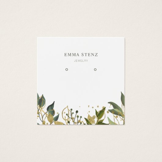 Gold Green Tropical laat sociale media over Vierkante Visitekaartjes (Voorkant)