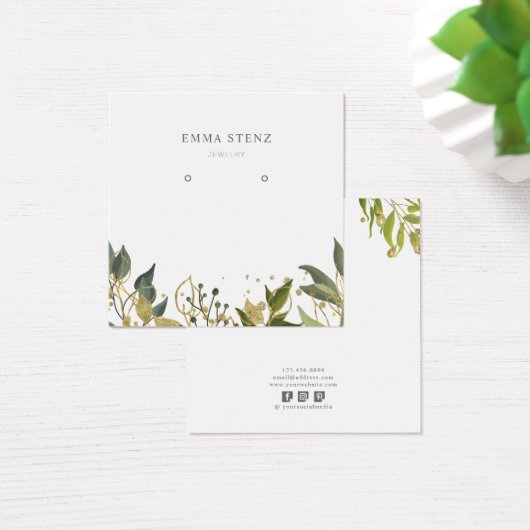 Gold Green Tropical laat sociale media over Vierkante Visitekaartjes (Bureau)