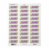 Gold & Green Tropical Leaves Name Address Lavender Etiket (Full Sheet)