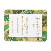Gold Green Tropical Leaves Save the Date Wedding I Magneet (Horizontaal)