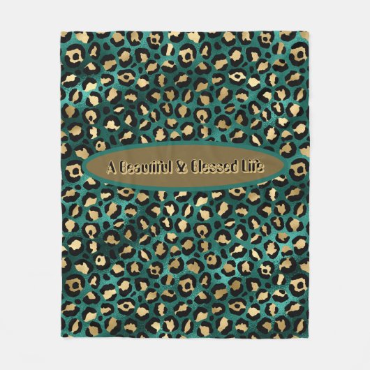 Gold Green Tropical Leopard Fleece (Voorkant)