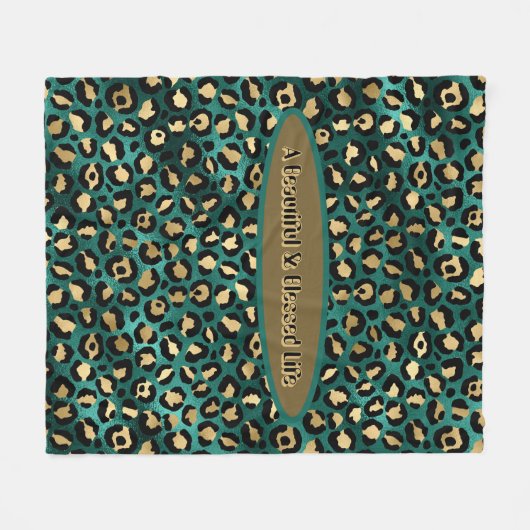 Gold Green Tropical Leopard Fleece (Voorkant (Horizontaal))