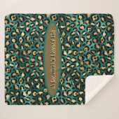 Gold Green Tropical Leopard Sherpa Sherpa Deken (Voorkant (horizontaal))