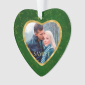 Gold Green Vine Fotoplaat eerste kerstmis Ornament (voorkant)