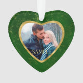 Gold Green Vine Fotoplaat eerste kerstmis Ornament (voorkant)