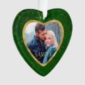 Gold Green Vine Fotoplaat eerste kerstmis Ornament (voorkant)