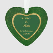 Gold Green Vine Fotoplaat eerste kerstmis Ornament (achterkant)