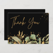 Gold Green Waterverf Black Hartelijk dank. Briefkaart (Voorkant / Achterkant)