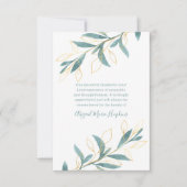 Gold Green Waterverf Floral bedankt Bereavement (Voorkant)