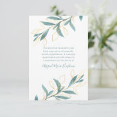 Gold Green Waterverf Floral bedankt Bereavement (Staand voorkant)