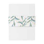 Gold Green Waterverf Floral Wedding Uitnodigingen Wikkel (Achterkant Voorbeeld)