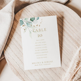 Gold Green Wedding Table 6 Zitkaartje Kaart