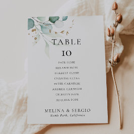 Gold Green Wedding Table 6 Zitkaartje Kaart