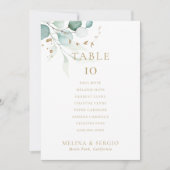 Gold Green Wedding Table 6 Zitkaartje Kaart (Voorkant)