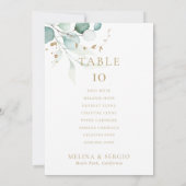 Gold Green Wedding Table 6 Zitkaartje Kaart (Achterkant)