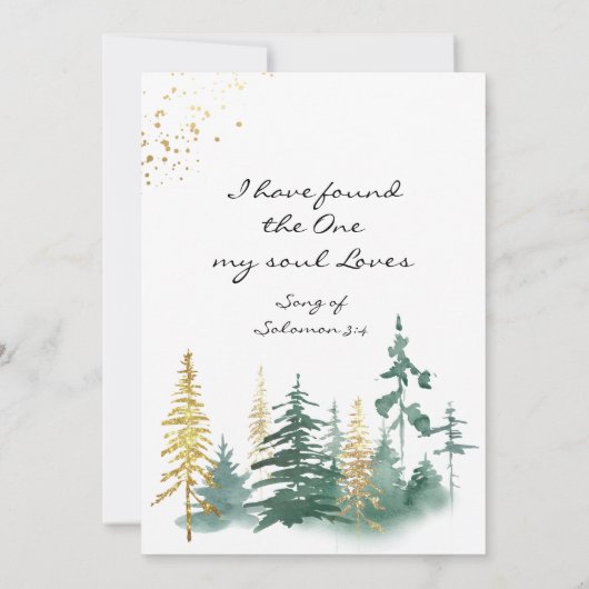 Gold Green Woodland Pine Trees Inspirerend Save The Date (Achterkant)