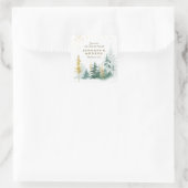 Gold Green Woodland Pine Trees Inspirerend Vierkante Sticker (Tas)